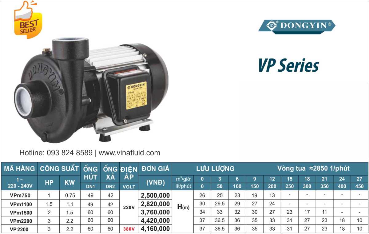 Máy bơm giếng khoan DongYin trục ngang VP