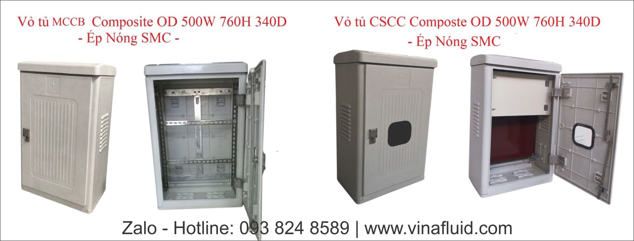 Vỏ tủ điện nhựa Composite ngoài trời 500x760x340