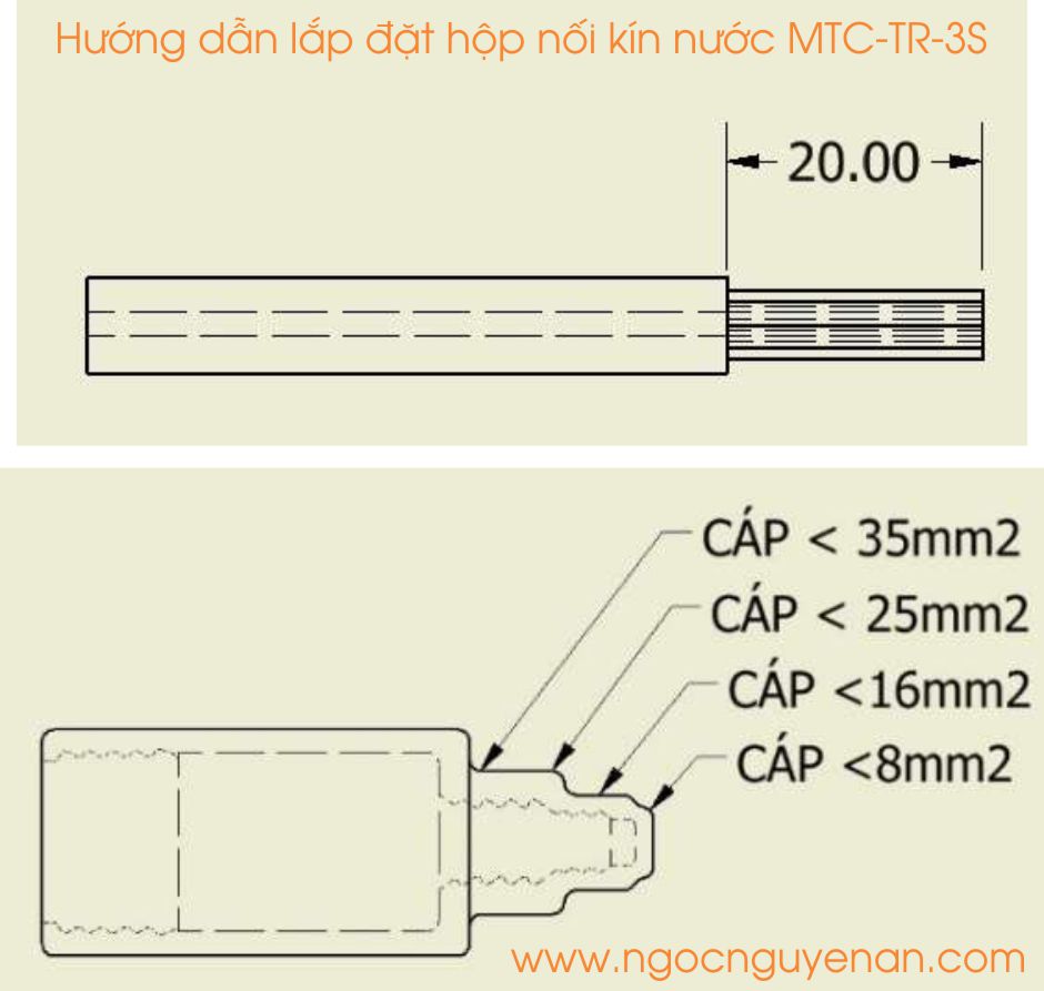 Cách lắp đặt hộp nối kín nước trụ đèn MTC-TR-3S