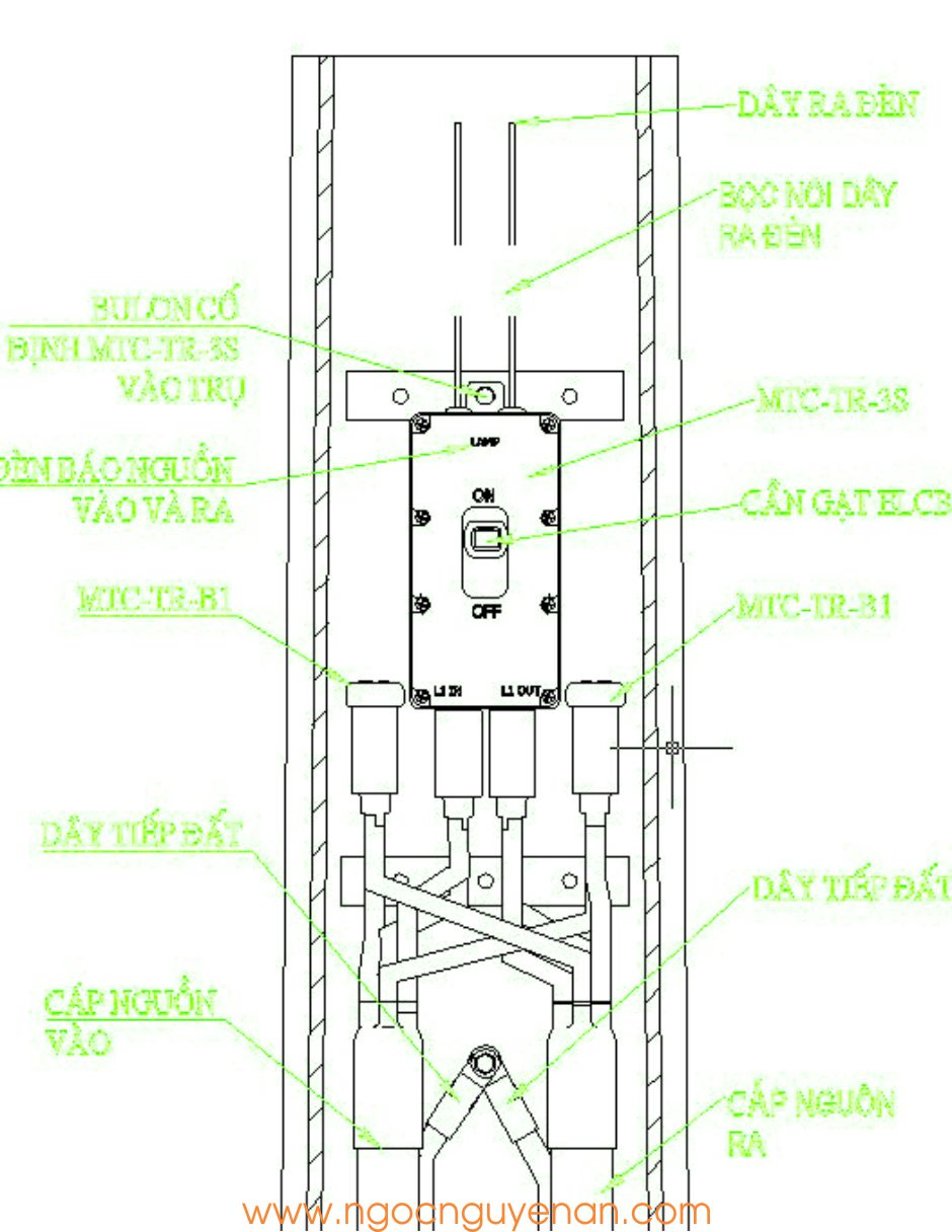 Cách lắp đặt cầu đấu kín nước cho trụ đèn