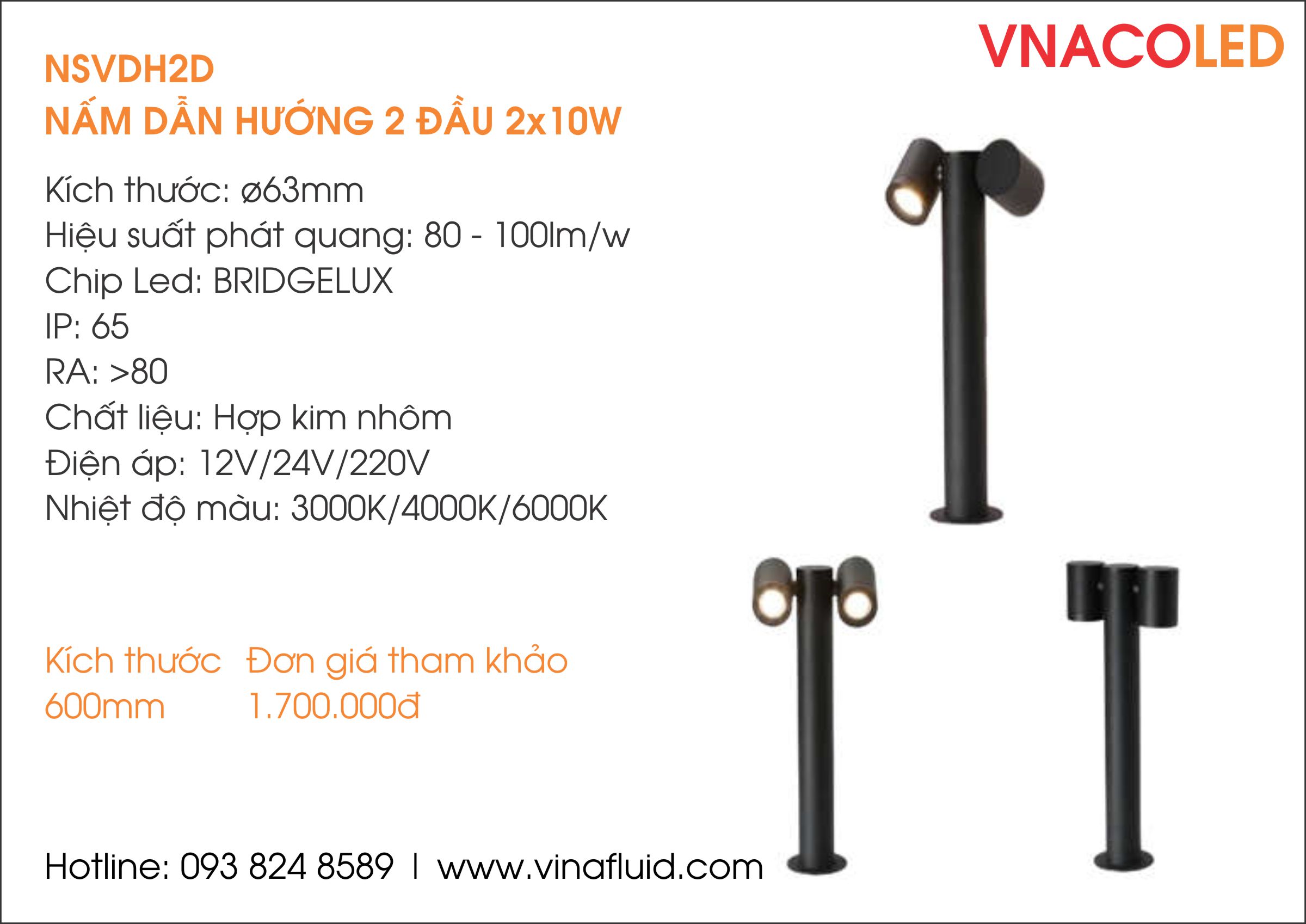 Đèn nấm dẫn hướng 2 đầu 2x10W