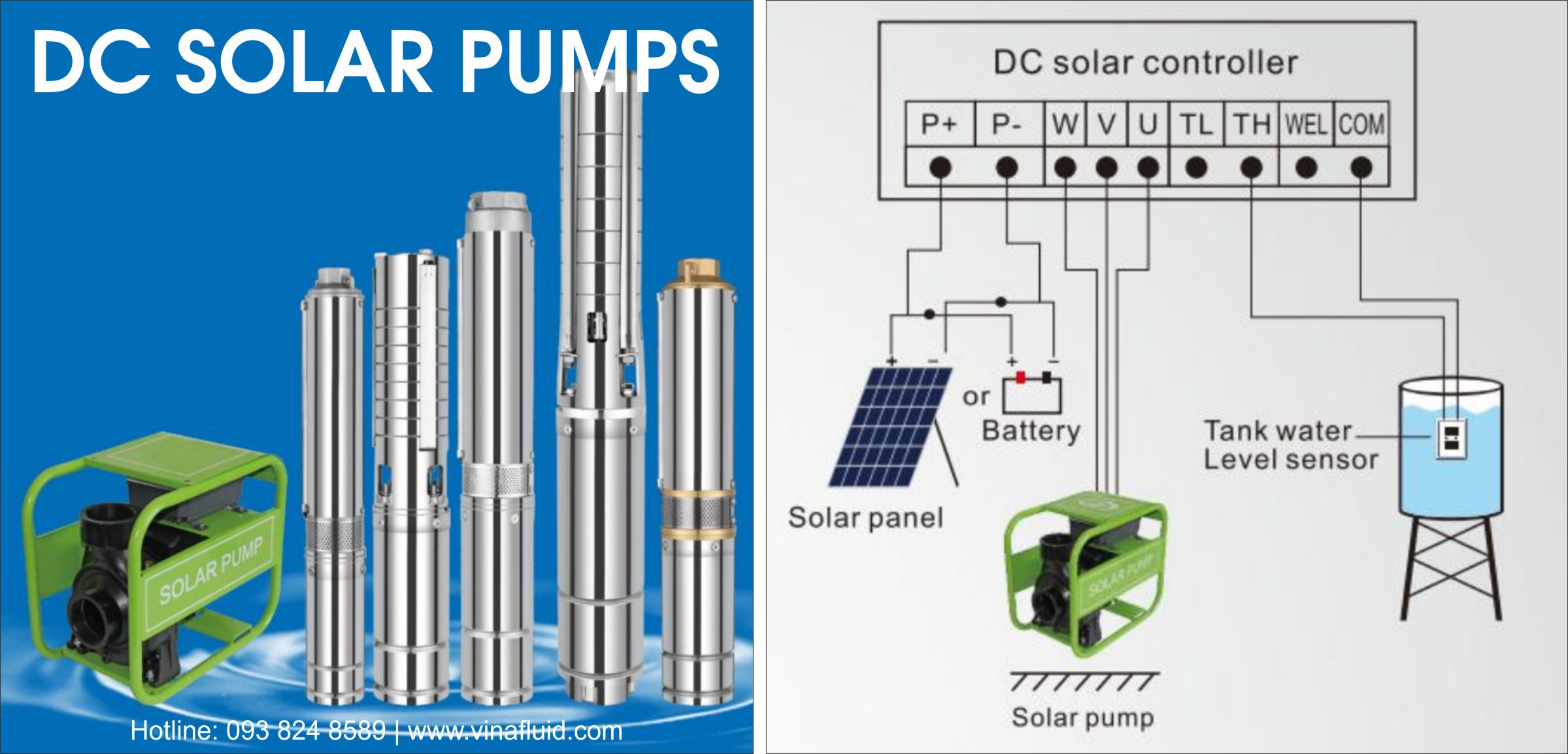 Bơm điện mặt trời DC chạy trực tiếp từ tấm Pin